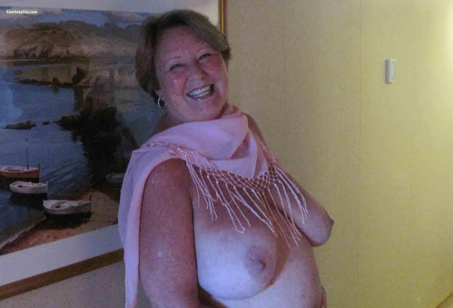 Tit Flash: Big Tits - Topless Ginger from United States